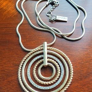 Jessica Simpson Gold Tone Rhinestones Multi Round Medallion Pendant